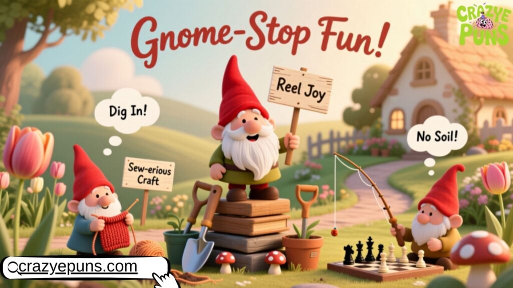 Gnome-Stop Fun Hobby and Activity Puns