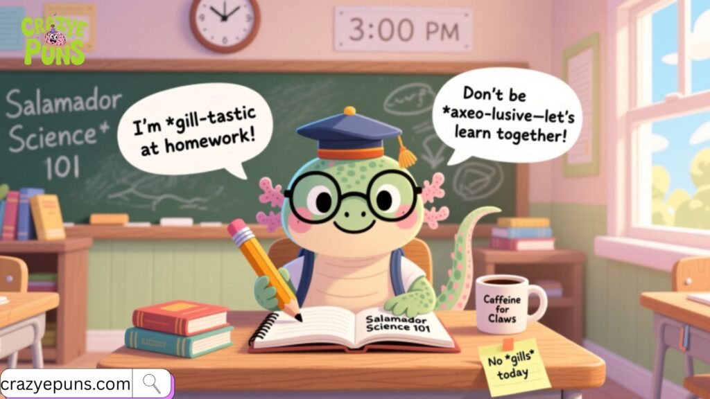 School and Study Axolotl Puns
