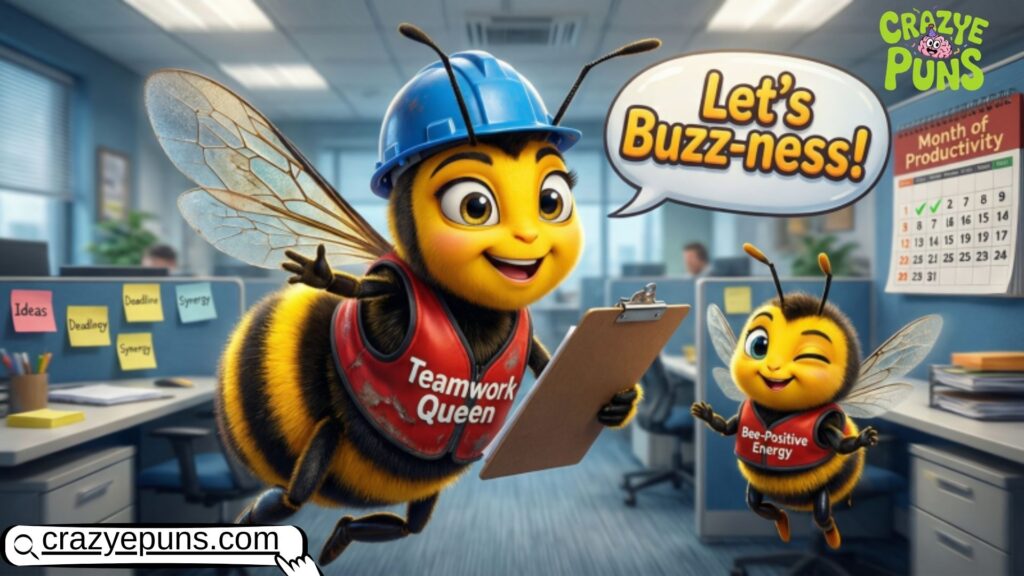 Animated Bee Puns About Work and Teamwork